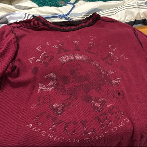 Affliction Black and Red Striped Long Sleeve Shirt - Picture 3 of 4